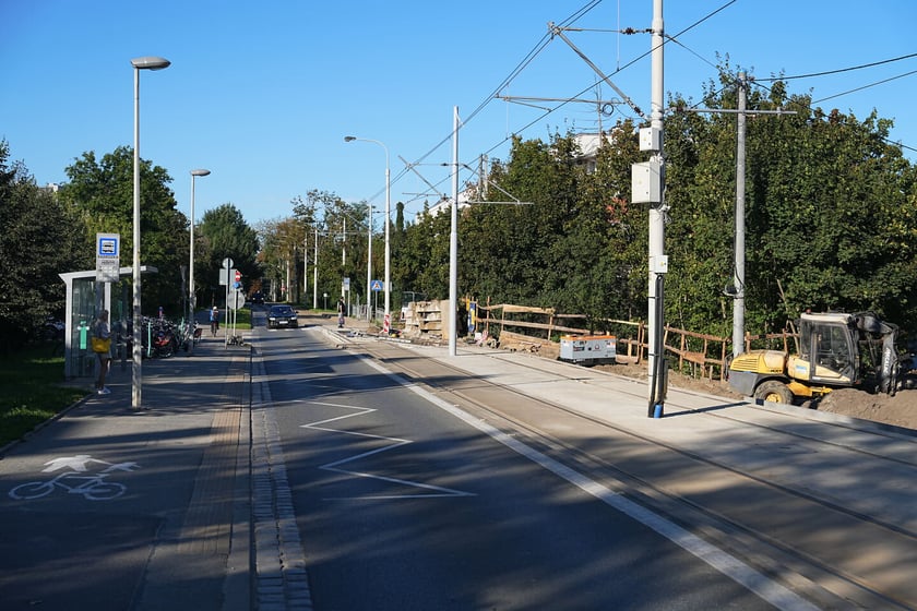 Budowa mijanki na ul. Przyjaźni, stan z dnia 20 września 2025 r.