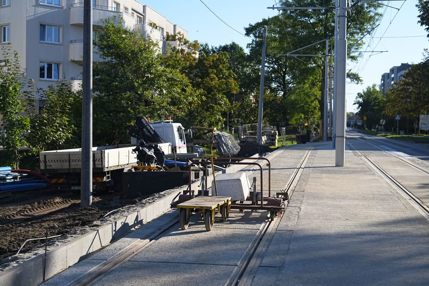 Budowa mijanki na ul. Przyjaźni, stan z dnia 20 września 2025 r.