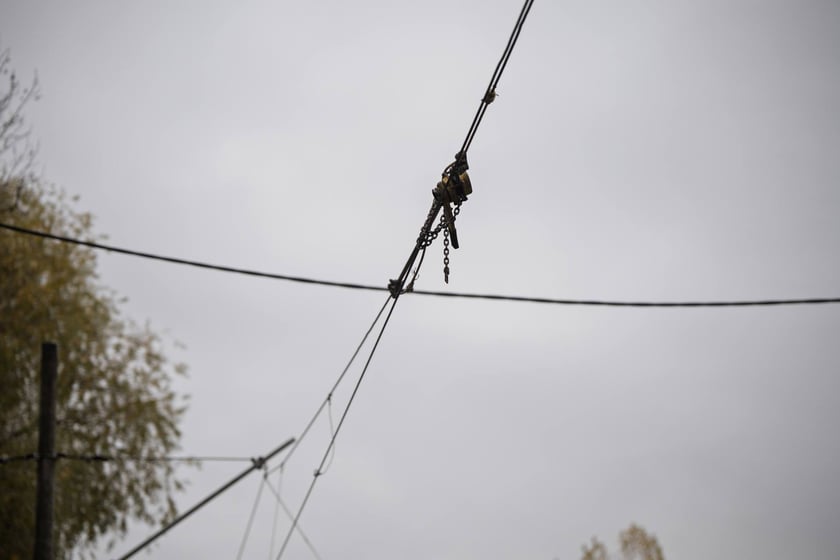 Powiększ obraz: Awaria trakcji tramwajowej na ul. Kwidzyńskiej.
