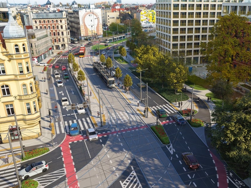 Widok na skrzyżowanie Drobnera z Dubois - przed i po