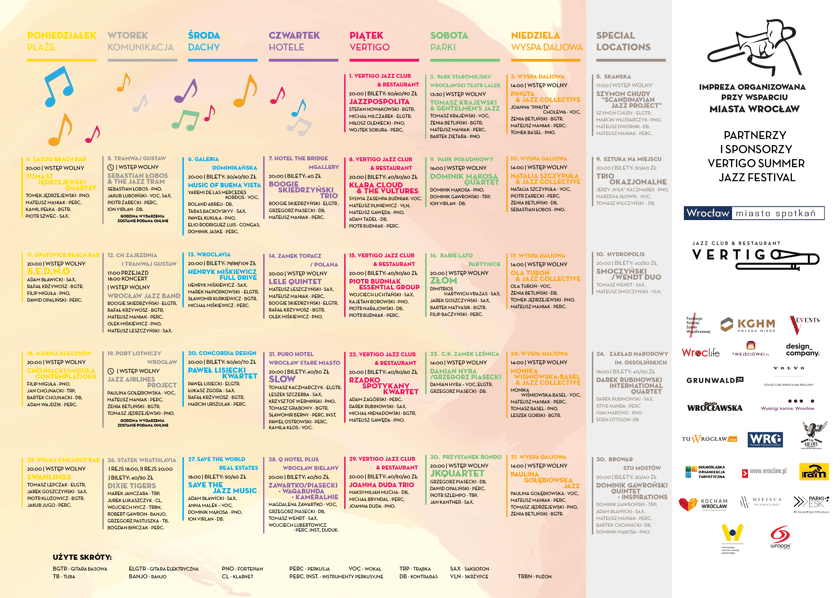 Vertigo Summer Jazz Festival 2022 program