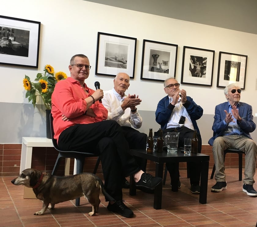 Wojciech Plewiński, Jerzy Neugebauer, Tadeusz Rolke podczas wrocławskiego spotkania, prowadzi Waldemar Plusa