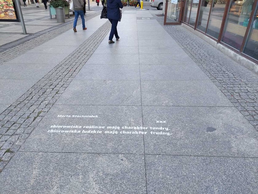 Na zdjęciu fragment wiersza napisany na ulicy