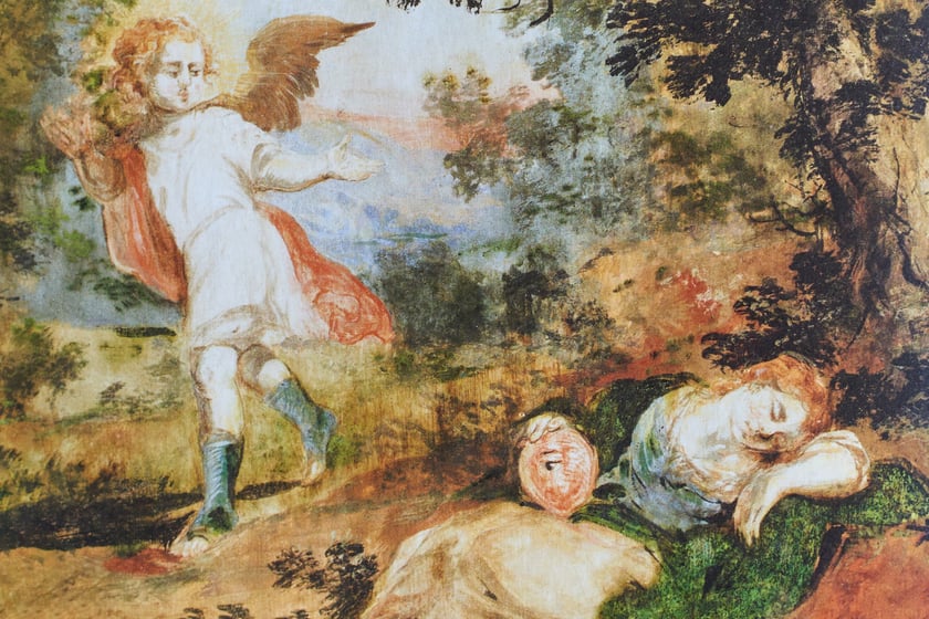 Fragment ocalonego obrazu Michaela Willmanna &bdquo;Czuwanie serca&rdquo;, ok. 1700. Został poddany konserwacji jako jeden z pierwszych w 2019 roku.