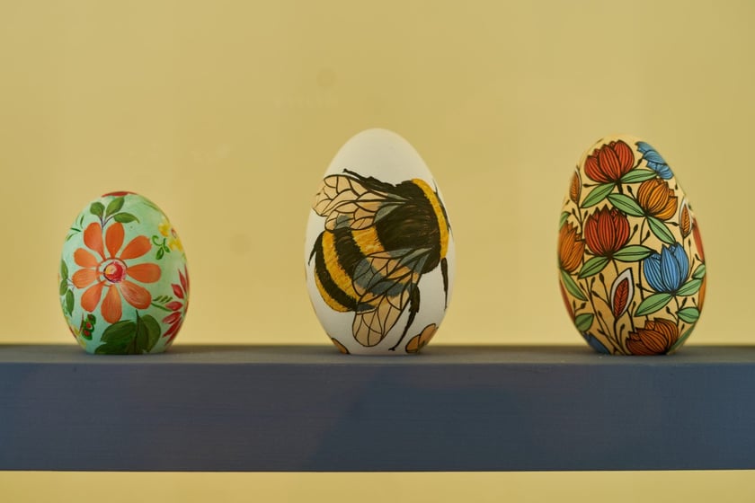 Na zdjęciu pisanki na wystawie w Muzeum Etnograficznym, Oddziale Muzeum Narodowego&nbsp;