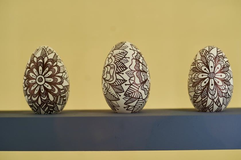 Na zdjęciu pisanki na wystawie w Muzeum Etnograficznym, Oddziale Muzeum Narodowego&nbsp;