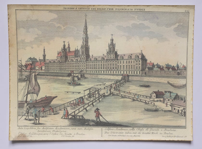 Rysunek Friedricha Bernharda Wernera &ndash; widok imaginowany uniwersytetu, ok. 1780