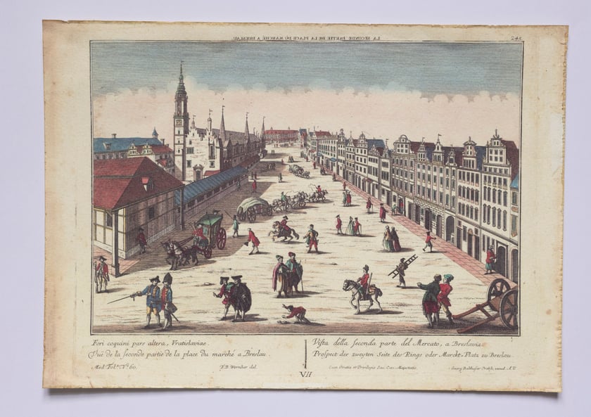 Rysunek Friedricha Bernharda Wernera &ndash; widok pl. południowego Rynku od zachodu, ok. 1780