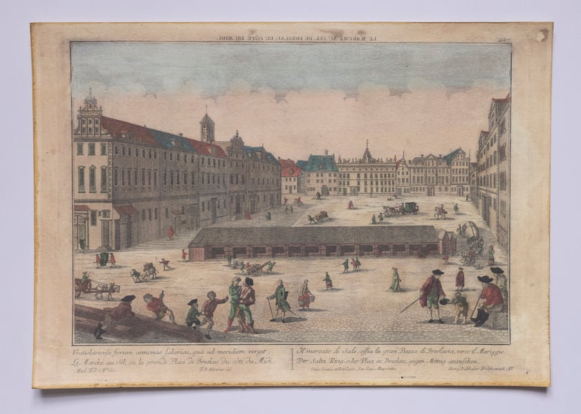 Rysunek Friedricha Bernharda Wernera &ndash; widok pl. Solnego we Wrocławiu od p&oacute;łnocy, ok. 1780