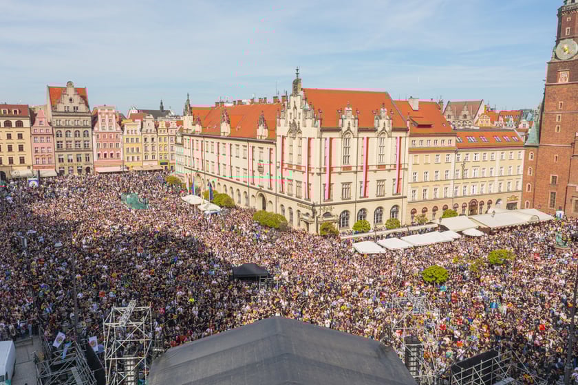 Gitarowy Rekord Świata 2023. Widok na gitarzystów z drona