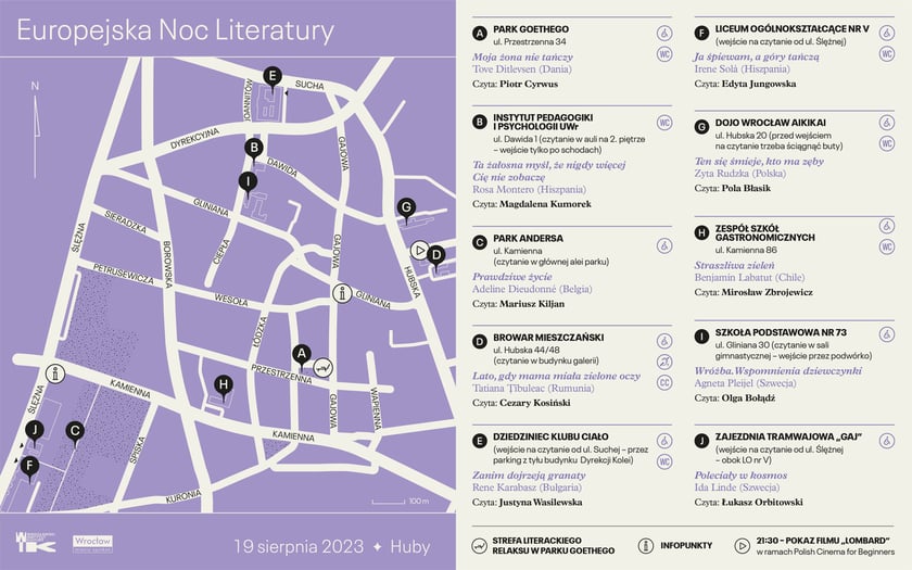 Powiększ obraz: Mapa wydarzeń Europejskiej Nocy Literatury 2023 na Hubach