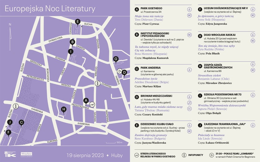 Mapa wydarzeń Europejskiej Nocy Literatury 2023 na Hubach