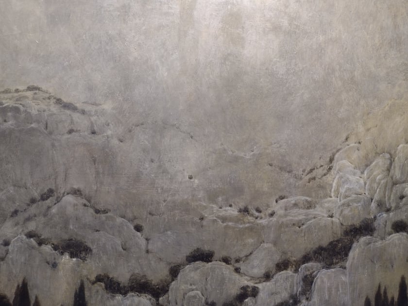 Fragment obrazu Zdzisława Beksińskiego z wystawy „Beksiński we Wrocławiu” w IASE