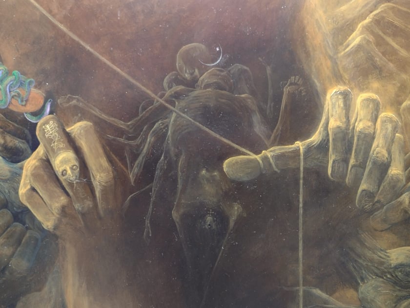 Fragment obrazu Zdzisława Beksińskiego z wystawy „Beksiński we Wrocławiu” w IASE