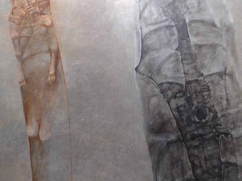 Fragment obrazu Zdzisława Beksińskiego z wystawy „Beksiński we Wrocławiu” w IASE