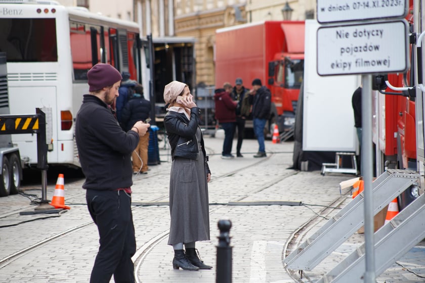 Plan zdjęciowy do filmu ,,Mamka'' w reżyserii Magnus von Horn. Filmowcy na kilka dni zajęli ulicę Szajnochy