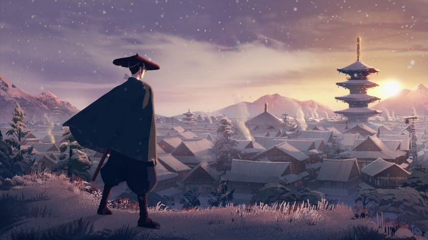 Kadr z animowanego serialu "Niebieskooki samuraj" Netflixa, kt&oacute;ry znalazł się w pierwszej piątce naszego zestawienia