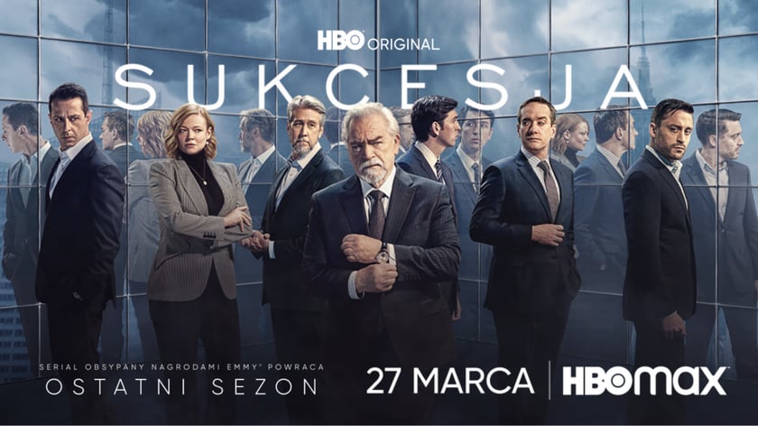 Plakat serialu "Sukcesja". Na pierwszym planie Logan Roy. Serial znalazł się na 9. miejscu naszego zestawienia