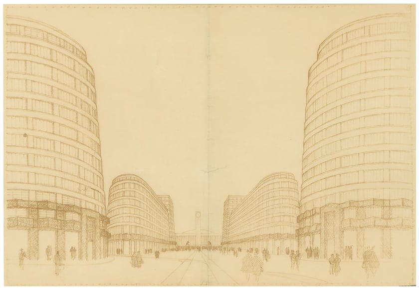 Max Berg, projekt zabudowy przy Dworcu Świebodzkim, 1919-1920