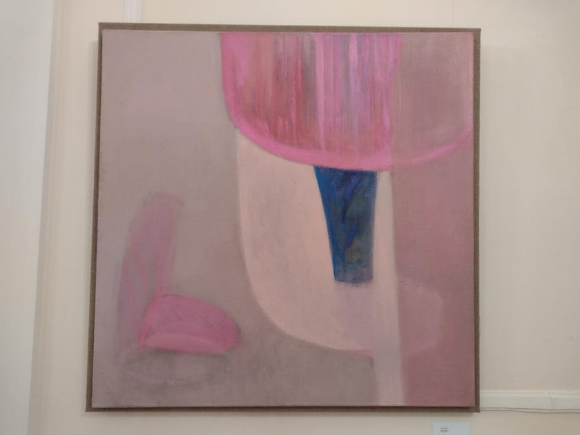 Anna Maria Kramm, R&oacute;żowe Czereśniowe Drzewa, olej na pł&oacute;tnie 95 x 95 cm, 2024