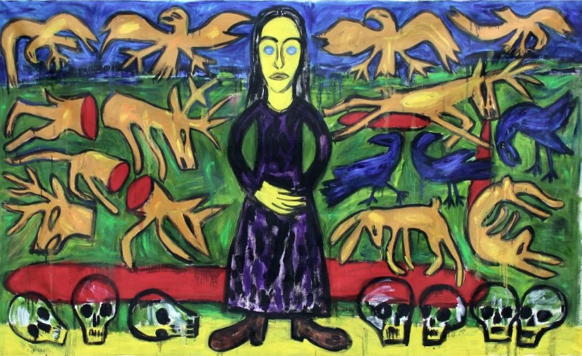 Zdzisław Nitka, Historia człowieka, 2024, olej na płótnie, 180 x 300 cm