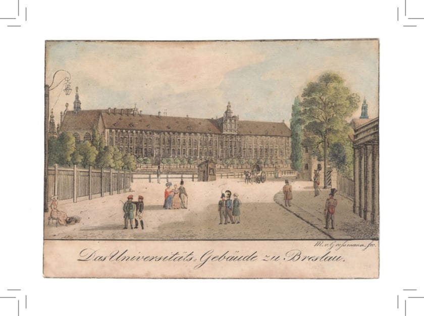 Uniwersytet Wrocławski. Poczt&oacute;wka z grafiką Maximiliana von Grossmanna, ok. 1825 r.