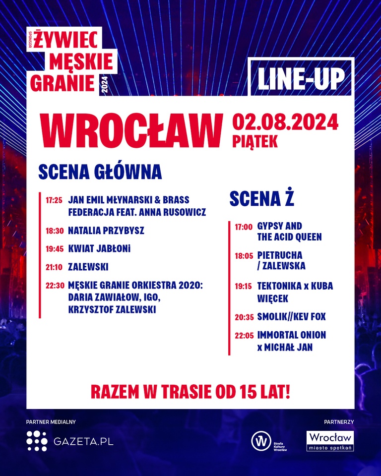 <p>Męskie Granie na 2 sierpnia</p>