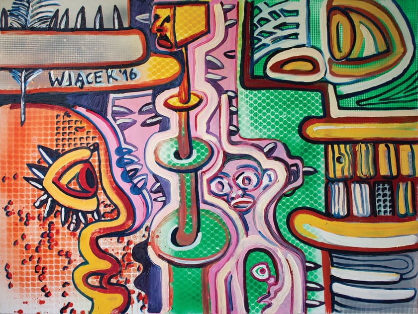 Jacek Wiącek, To jest problem oczywiście nie jedyny, obraz olejny, 90 x 120 cm, 2016