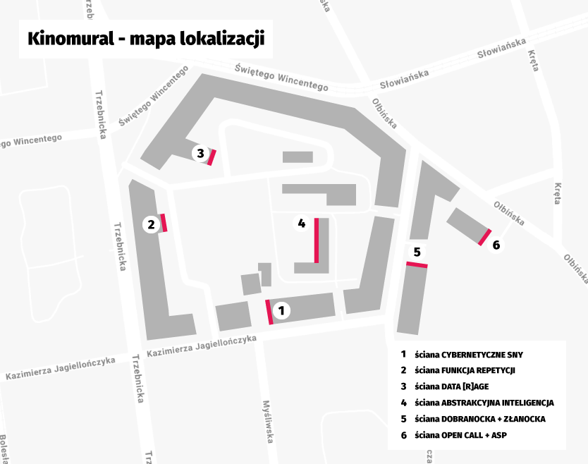 Mapa kamienic Kinomuralu 2024 (19 i 20 października)