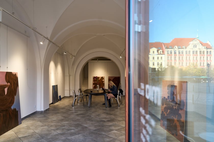 Zdjęcie z montażu wystawy Kosmatość Sylwii Muchy w Mia Art Gallery