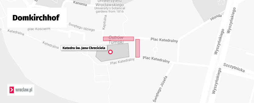 Grafika z zaznaczonym dawnym cmentarzem