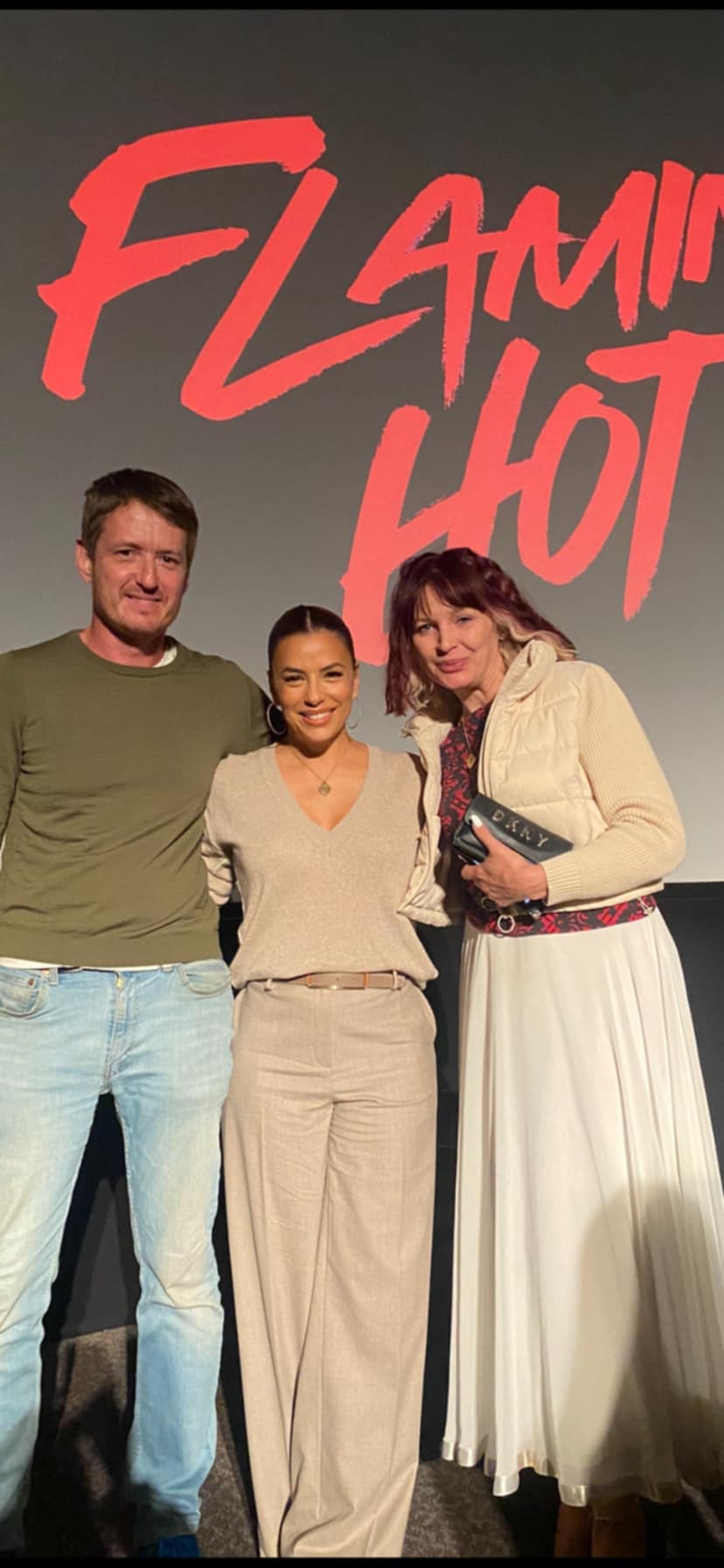 Martin Harris z Evą  Longorią i producentką filmową Anną Dobrowolską