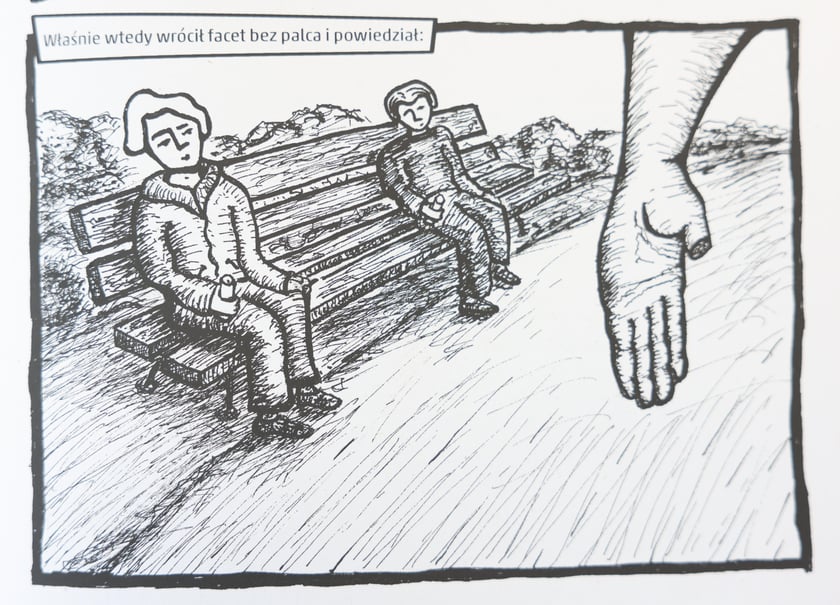Wybrane fragmenty z komiksu &bdquo;Facet bez palca już poszedł&rdquo;