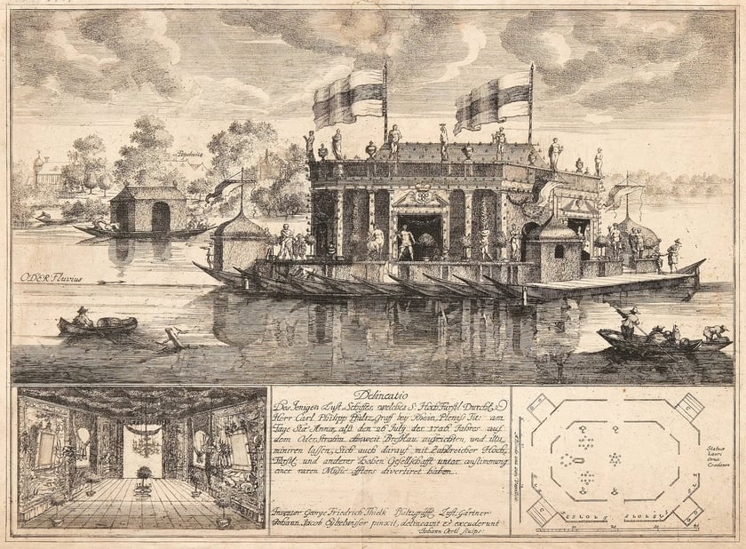 Johann Oertl według Johanna Jacoba Eybelwiesera &ndash; Statek pływający po Odrze 26 lipca 1706 roku