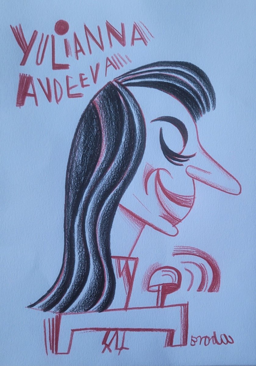 Jurorka Yulianna Avdeeva na rysunku Tomasza Brody