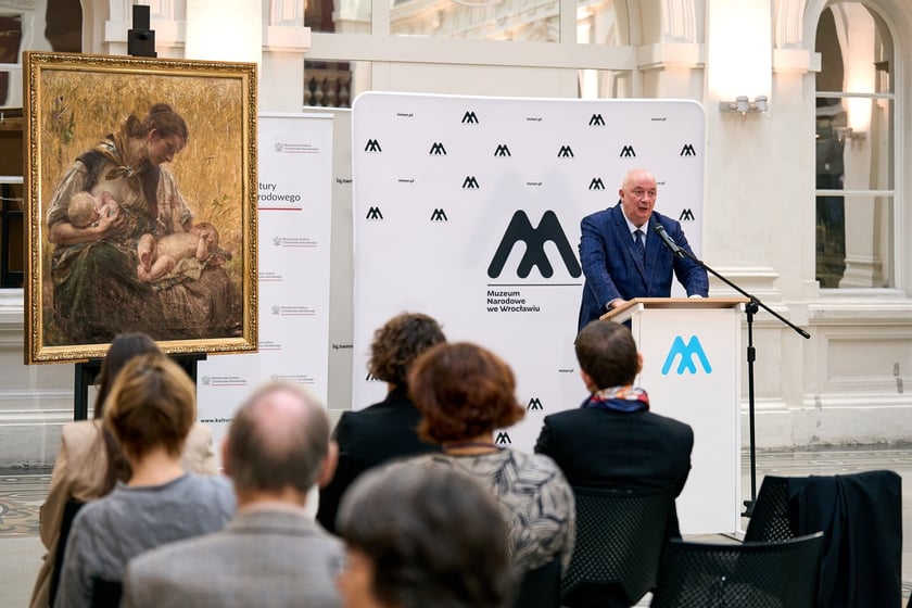 Przekazanie zaginionego obrazu "Lato" Berty Wegmann, Muzeum Narodowe we Wrocławiu. Prof. Piotr Oszczanowski, dyrektor Muzeum narodowego we Wrocławiu