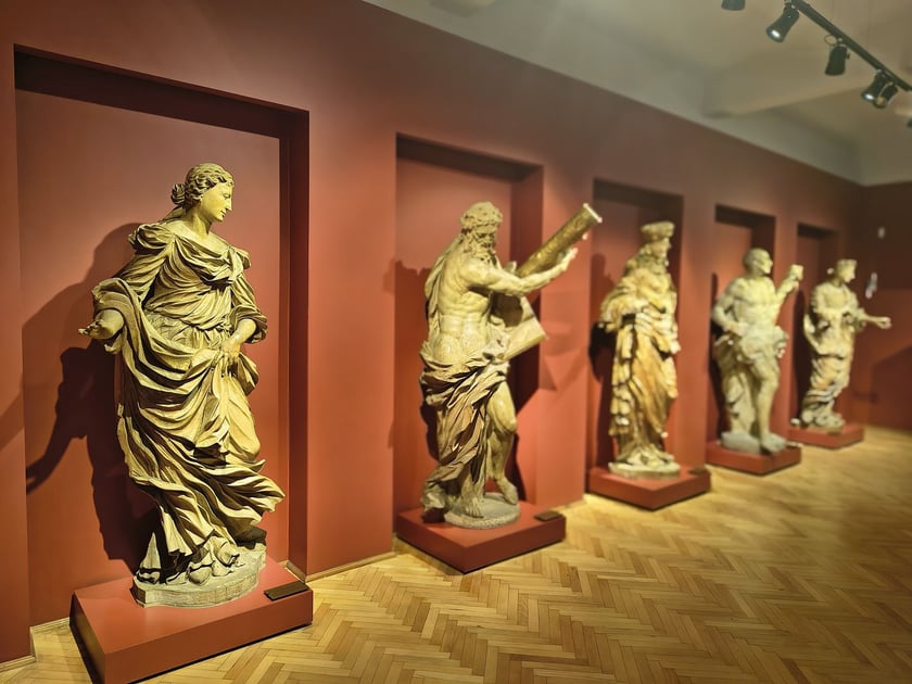 św. Krystyna, św. Andrzej, św. Jadwiga, św. Barłomiej i św. Barbara | Thomas Weissfeld | dawniej w kościele Świętego Krzyża we Wrocławiu | 1704-1705