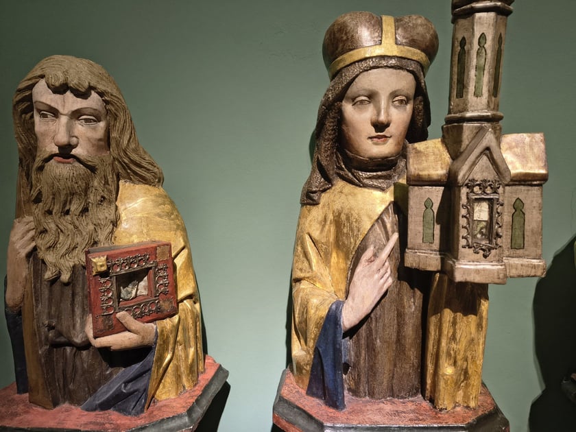 popiersia relikwiarzowe świętych Andrzeja i Jadwigi | z predelli złotnik&oacute;w wrocławskich | 1473