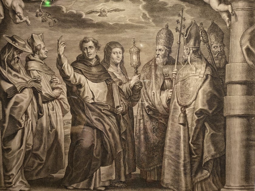 Ojcowie Kościoła ze św. Klarą | Schelte a Bolswert według Petera Paula Rubensa | miedzioryt | 1645-1652