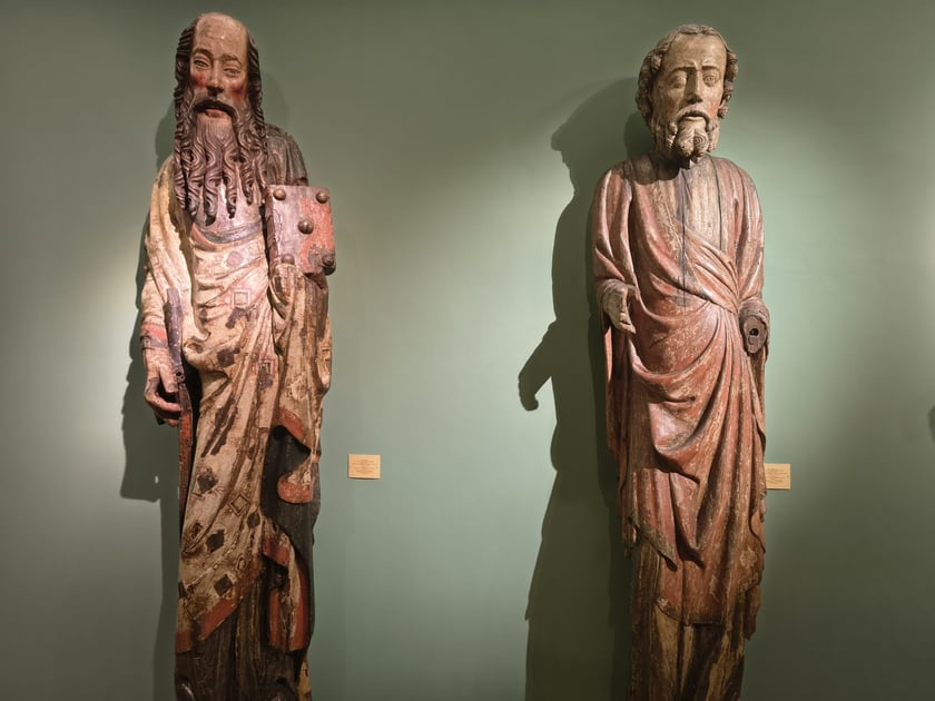św. Piotr i św. Paweł | z kościoła Marii i Magdaleny we Wrocławiu | pracownia mistrza figur apostoł&oacute;w | XIV w.
