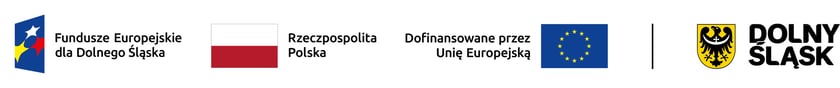 <p>Od lewej: logotyp "Fundusze Europejskie dla Dolnego Śląska", flaga Polski, flaga Unii Europejskiej, logotyp "Dolny Śląsk"</p>