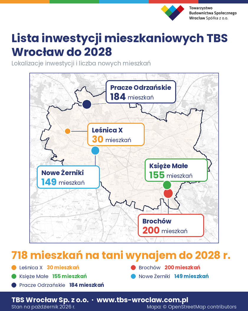 Mapa inwestycji TBS Wrocław do 2028 roku