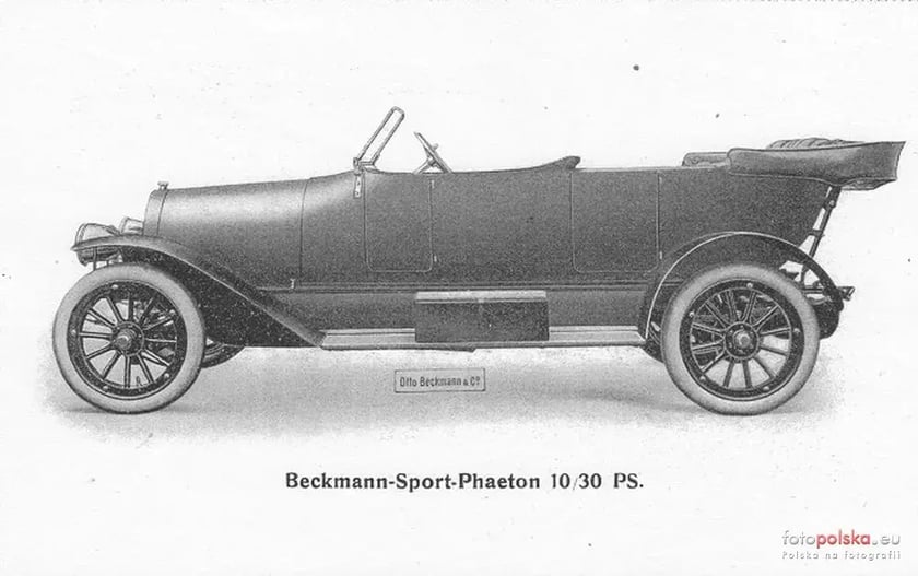 Rokj 1912 , jeden z 20 modeli wrocławskiej Otto Beckmann&Co, Motorwagen-Fabrik: samochód sportowy Sport-Phaeton 10/30 PS z roku 1912., źródło: fotopolska.eu
