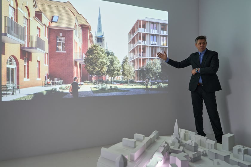Dawny szpital kolejowy, ruszyła tam buudowa Sudei - nowego osiedla, 4 stycznia 2024 r.
