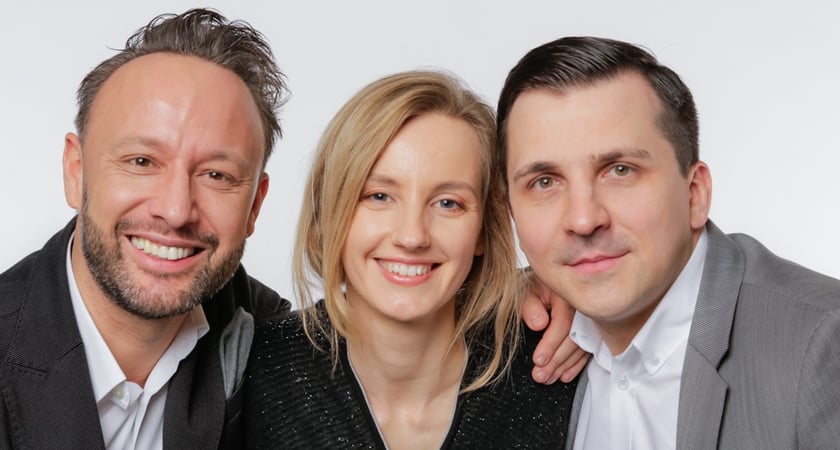 Założyciele spółki Saule Technologies: Piotr Krych, Olga Malinkiewicz, Artur Kupczunas