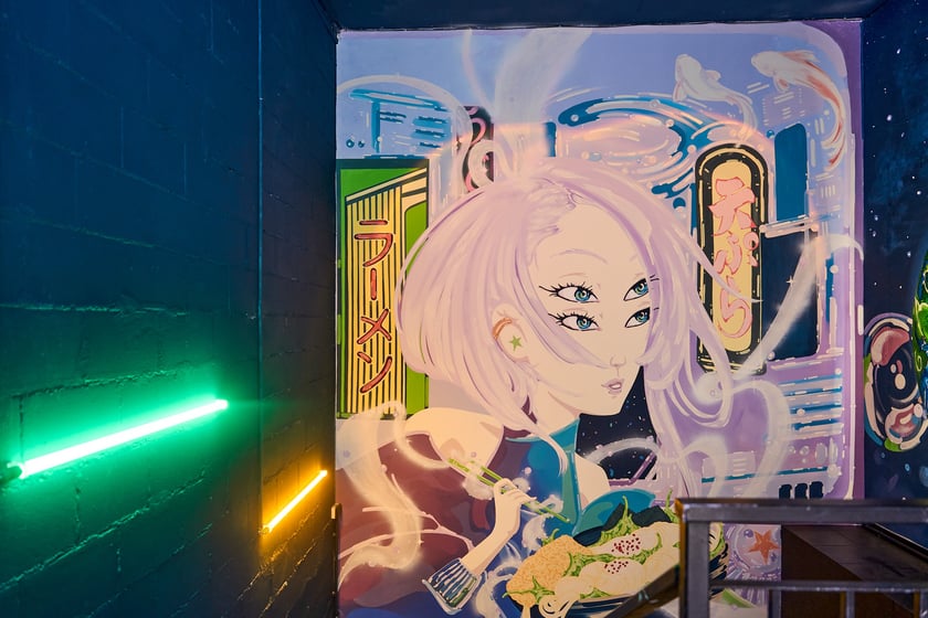 Mural w Vegan AF Ramen przy ul. Oławskiej