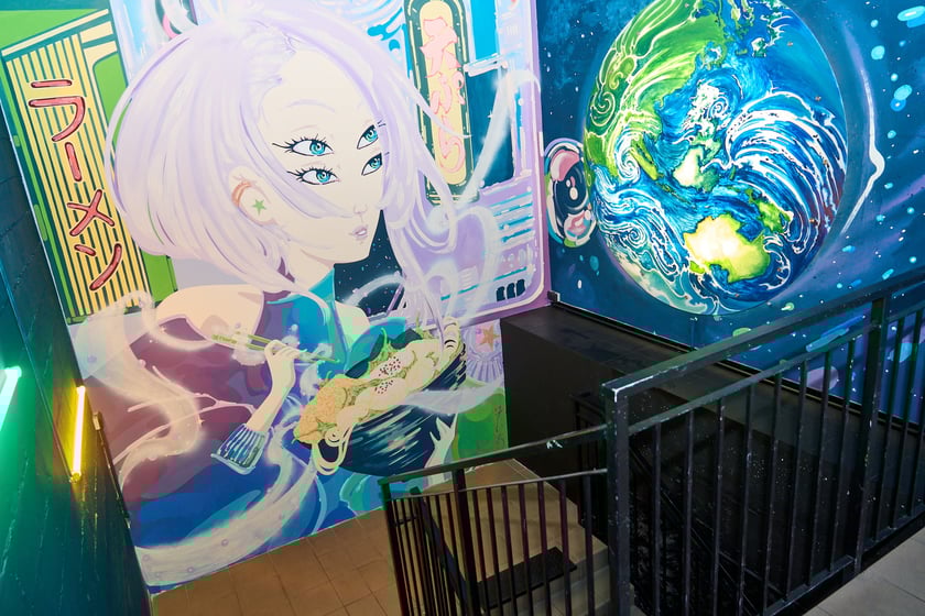 Mural w Vegan AF Ramen przy ul. Oławskiej