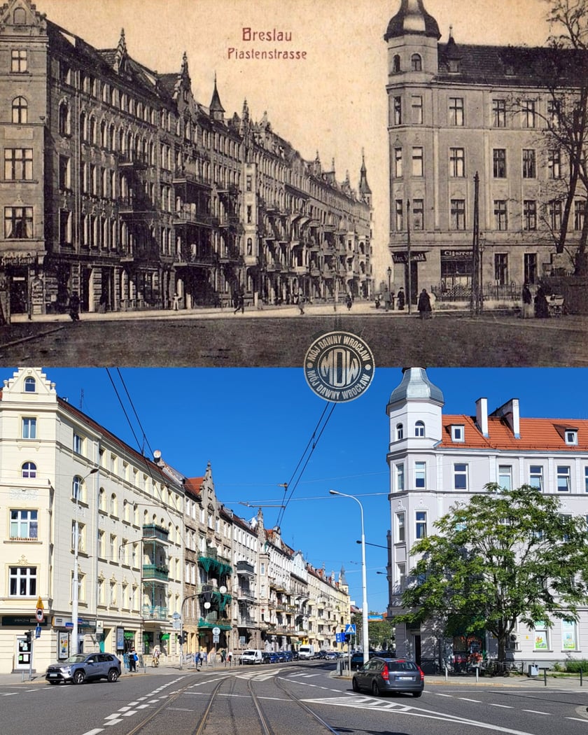 ul. Piastowska, współczesne i przedwojenne zdjęcia Wrocławia