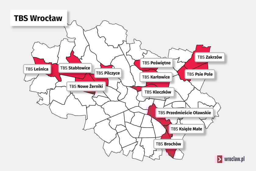 Osiedla TBS  Wrocław na mapie Wrocławia