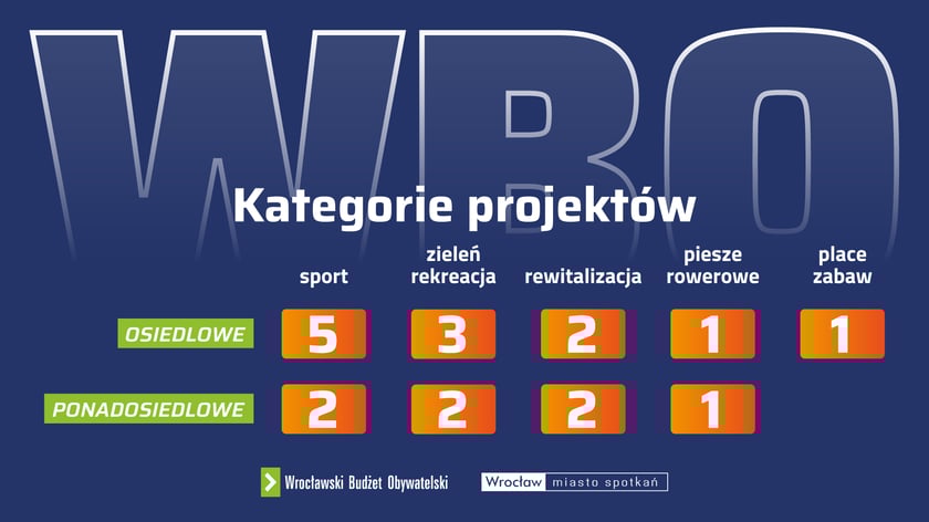 Projekty, kt&oacute;re zwyciężyły w WBO 2024 w podziale na kategorie, infografika.